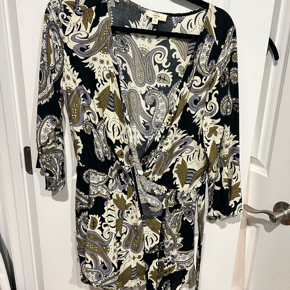 Entro Black and Gray Wrap Romper 3/4 Sleeve